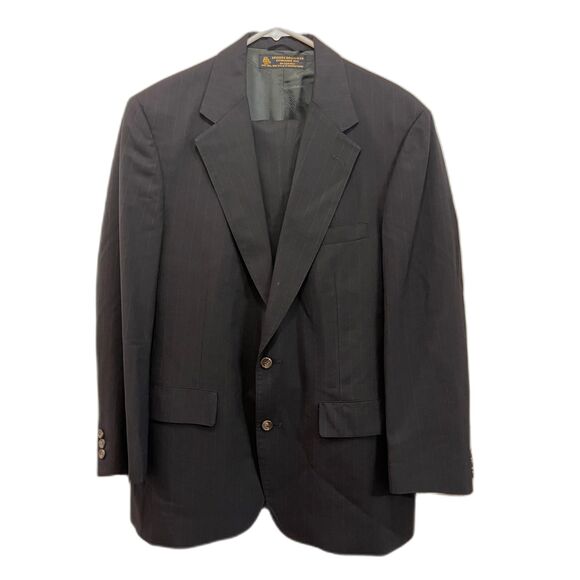 Brooks Brothers Blue Wool 2 Piece Stripe Suit Blazer Jacket Pants Mens Sz Large - Picture 3 of 16